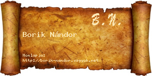 Borik Nándor névjegykártya